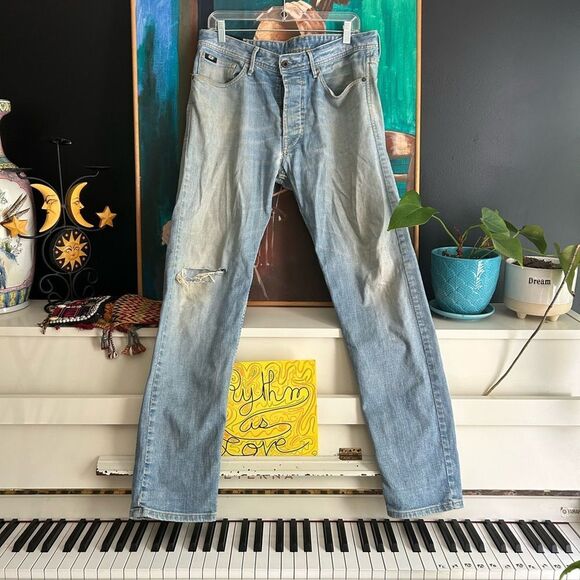 Fifty five Diesel Stylish Light Blue Men's Skinny Jeans 32 4 Button Fly - Picture 2 of 16